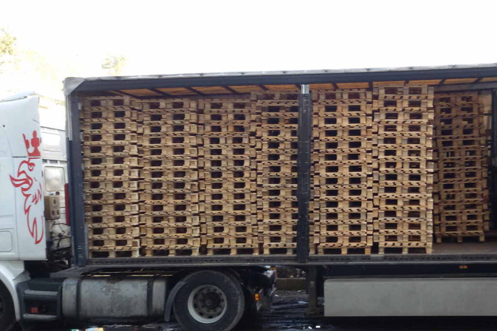 loaded pallets side